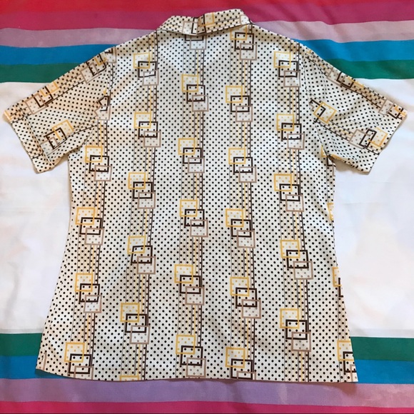 Men’s 70s Polka Dot Novelty Collared Shirt - Picture 4 of 8